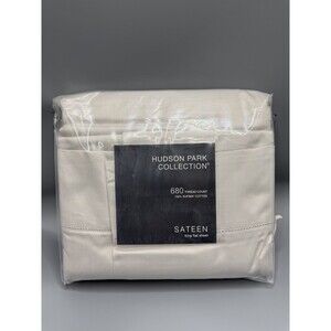 Hudson Park Classic Linens Egyptian Cotton Percale KING Flat Sheet Silver